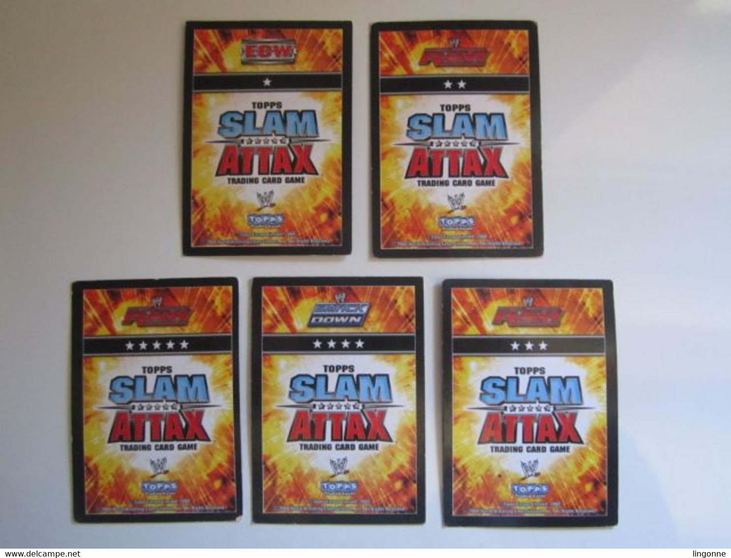 Lot 5 Cartes De Catch TOPPS SLAM ATTAX Trading Card Game - Trading Cards