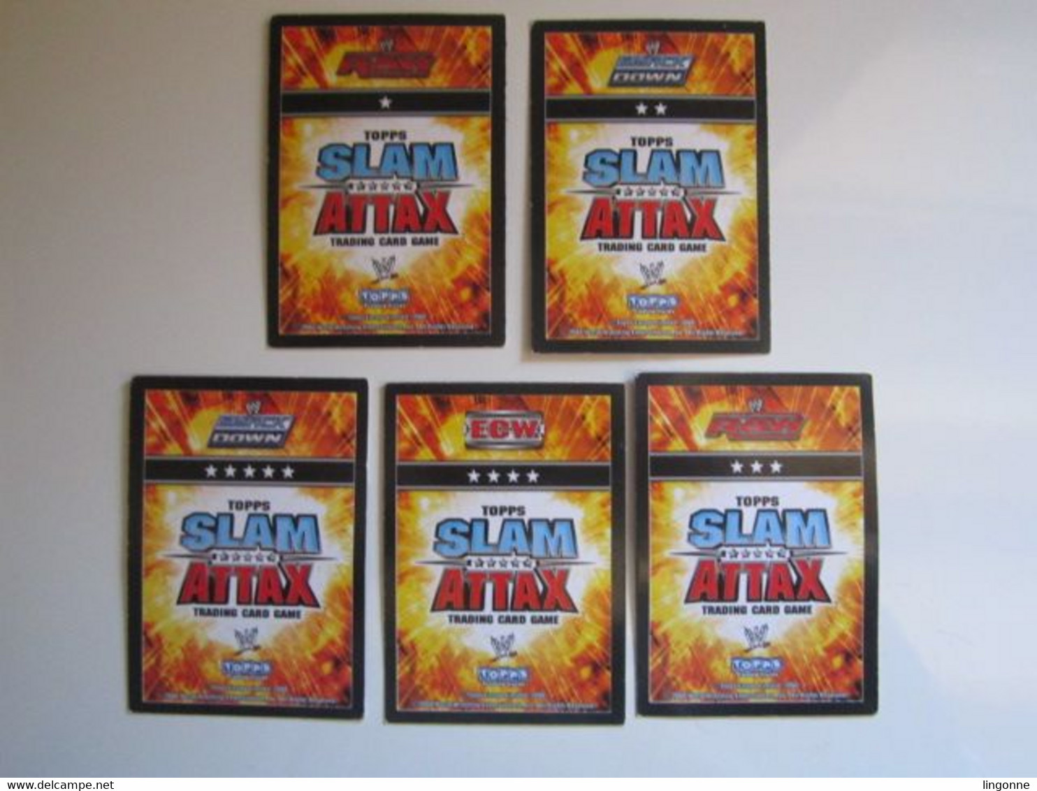 Lot 5 Cartes De Catch TOPPS SLAM ATTAX Trading Card Game - Trading Cards