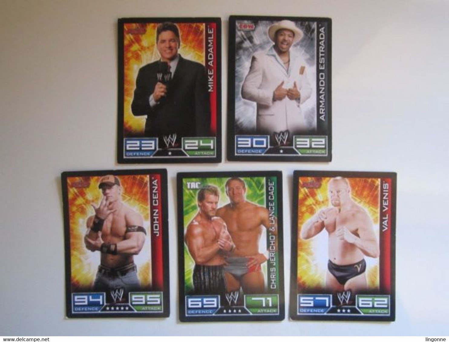 Lot 5 Cartes De Catch TOPPS SLAM ATTAX Trading Card Game - Trading Cards