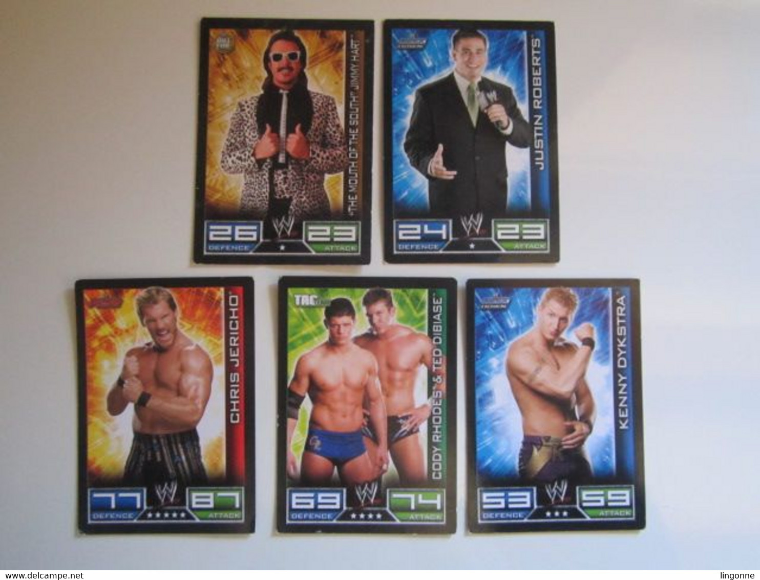 Lot 5 Cartes De Catch TOPPS SLAM ATTAX Trading Card Game - Trading Cards