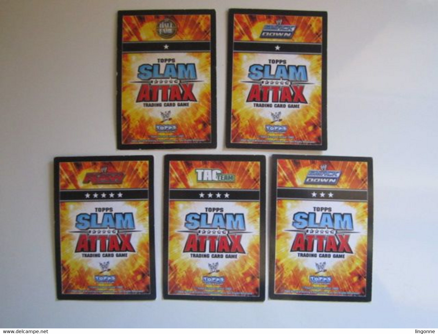 Lot 5 Cartes De Catch TOPPS SLAM ATTAX Trading Card Game - Trading Cards