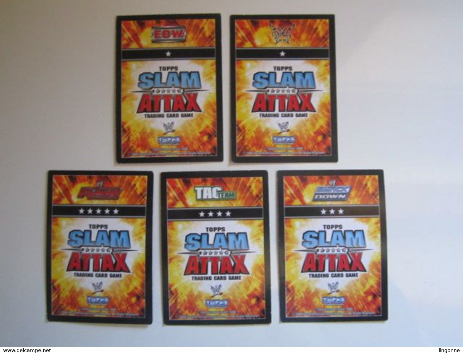 Lot 5 Cartes De Catch TOPPS SLAM ATTAX Trading Card Game - Trading Cards