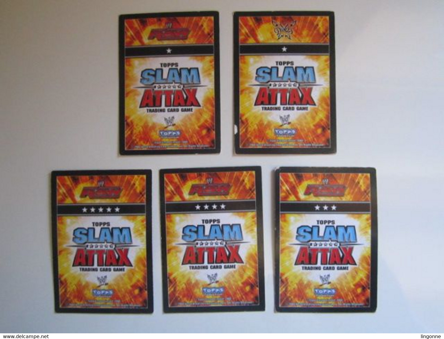 Lot 5 Cartes De Catch TOPPS SLAM ATTAX Trading Card Game - Tarjetas