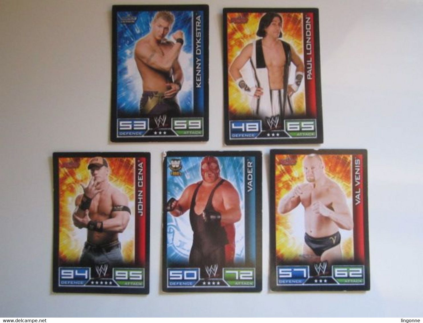 Lot 5 Cartes De Catch TOPPS SLAM ATTAX Trading Card Game - Trading Cards