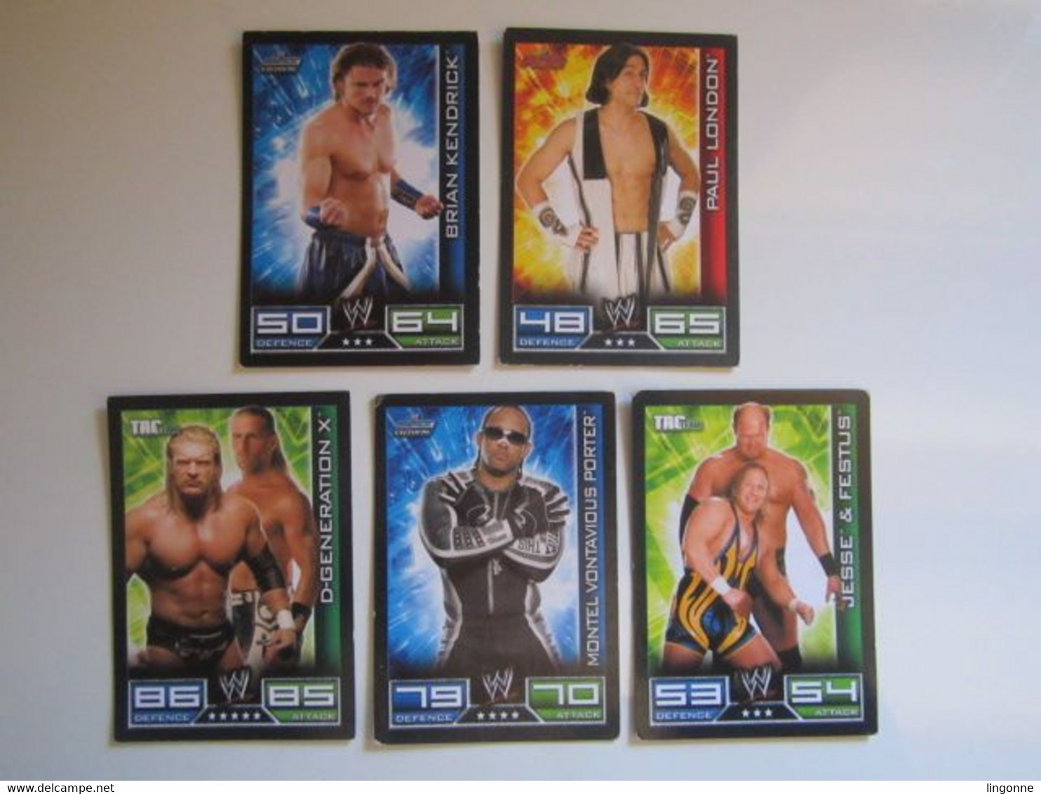 Lot 5 Cartes De Catch TOPPS SLAM ATTAX Trading Card Game - Trading Cards