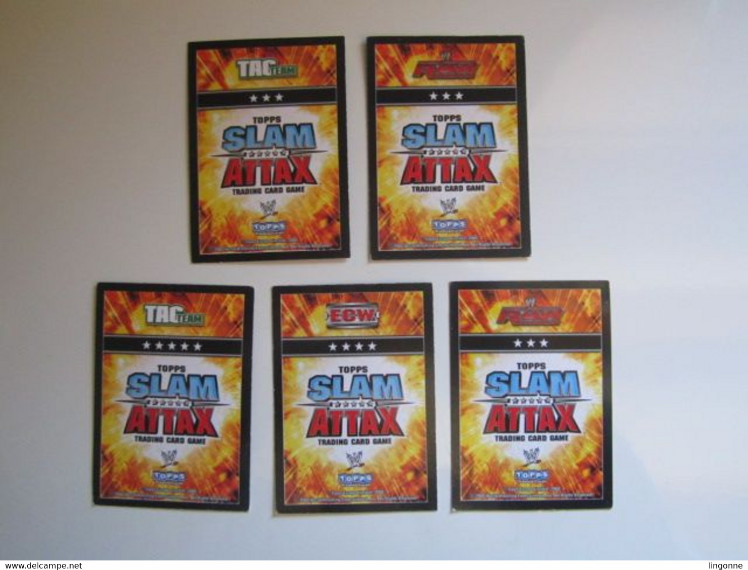 Lot 5 Cartes De Catch TOPPS SLAM ATTAX Trading Card Game - Trading Cards