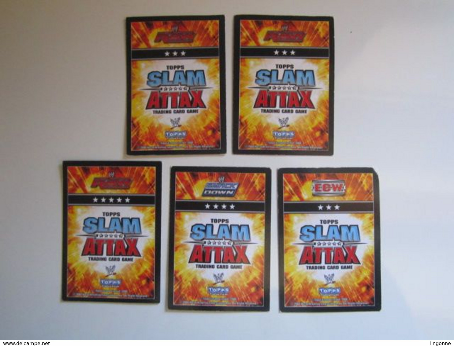 Lot 5 Cartes De Catch TOPPS SLAM ATTAX Trading Card Game - Tarjetas