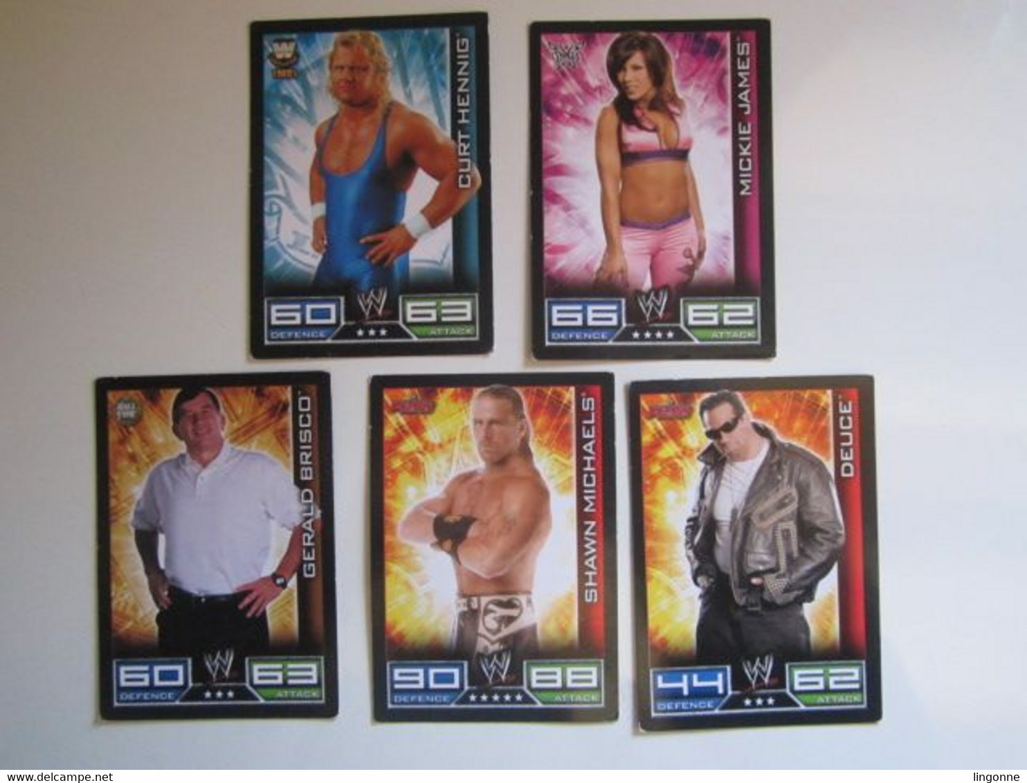 Lot 5 Cartes De Catch TOPPS SLAM ATTAX Trading Card Game - Tarjetas