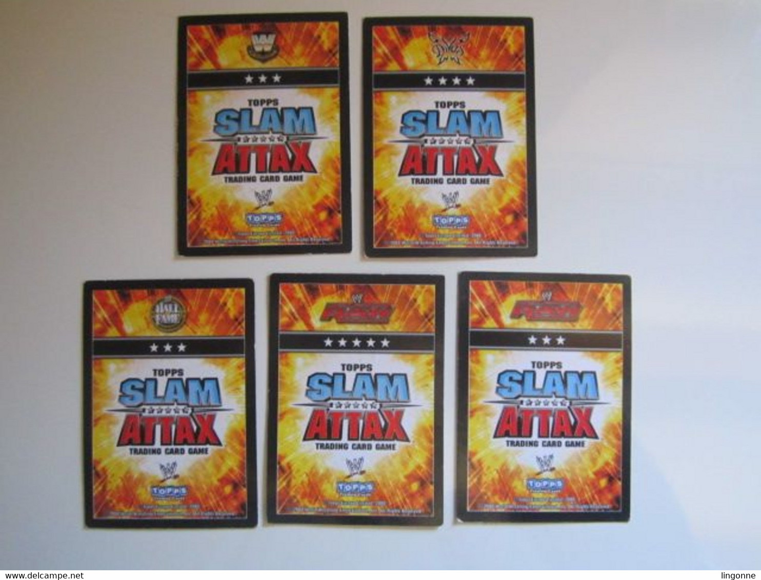 Lot 5 Cartes De Catch TOPPS SLAM ATTAX Trading Card Game - Tarjetas