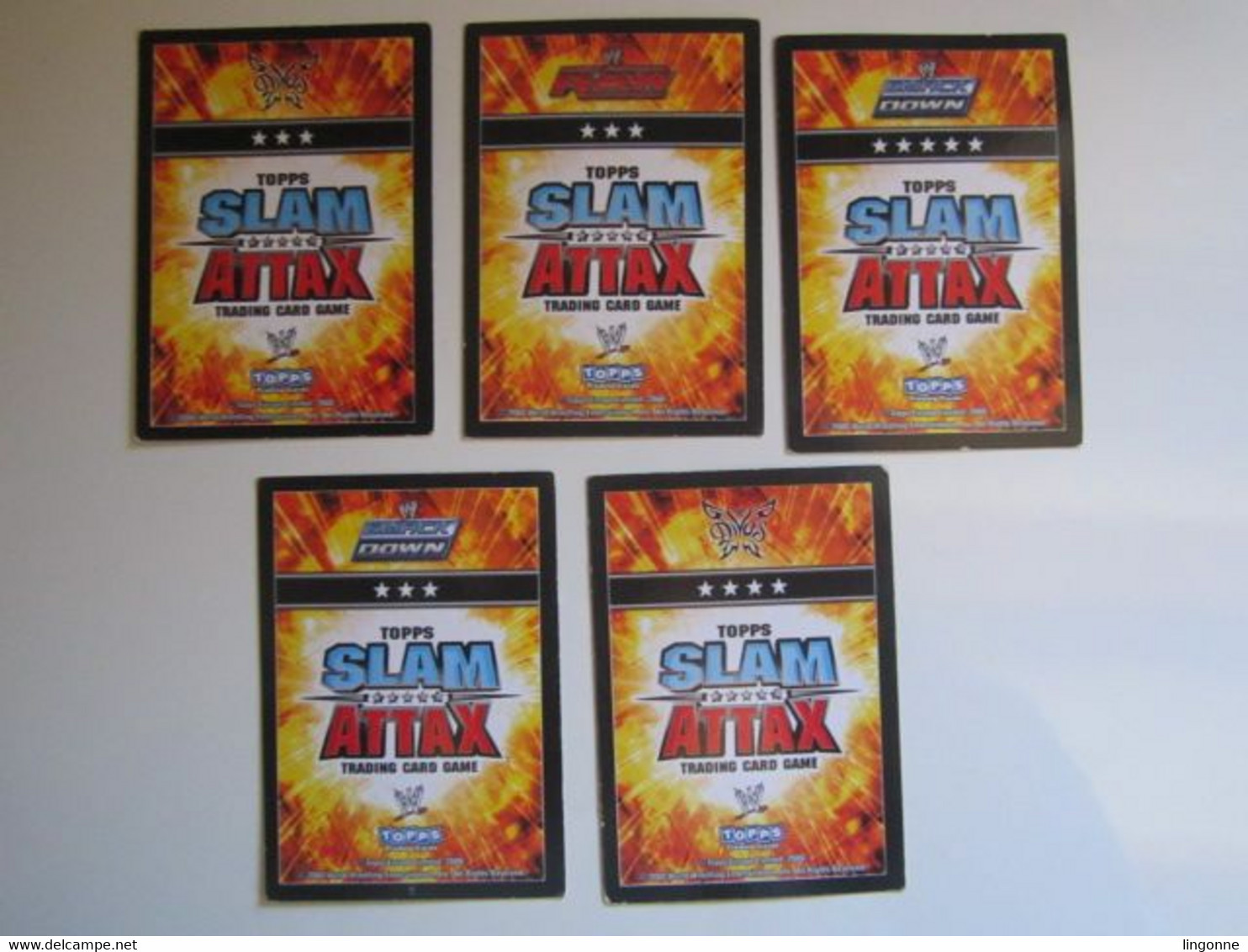 Lot 5 Cartes De Catch TOPPS SLAM ATTAX Trading Card Game - Tarjetas