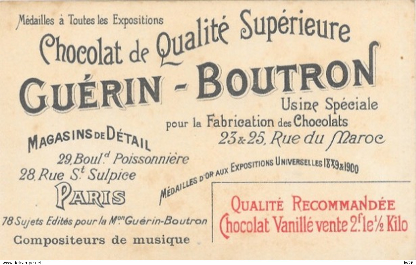 Chromo (Lithographie) Chocolat Guérin-Boutron - Série Compositeurs De Musique: Opéra, Le Mariage Secret De Cimarosa - Guérin-Boutron