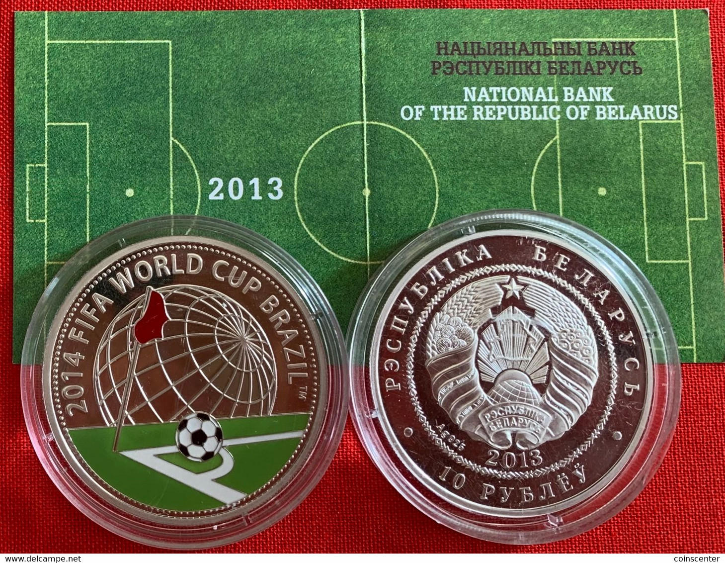 Belarus 10 Roubles 2013 "FIFA 2014 World Cup Brasil" Silver Coin PROOF - Belarús