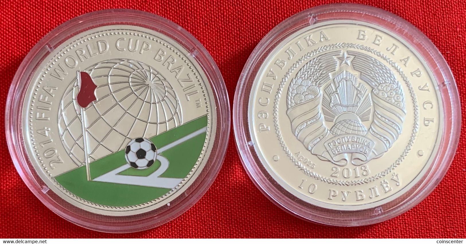 Belarus 10 Roubles 2013 "FIFA 2014 World Cup Brasil" Silver Coin PROOF - Belarus