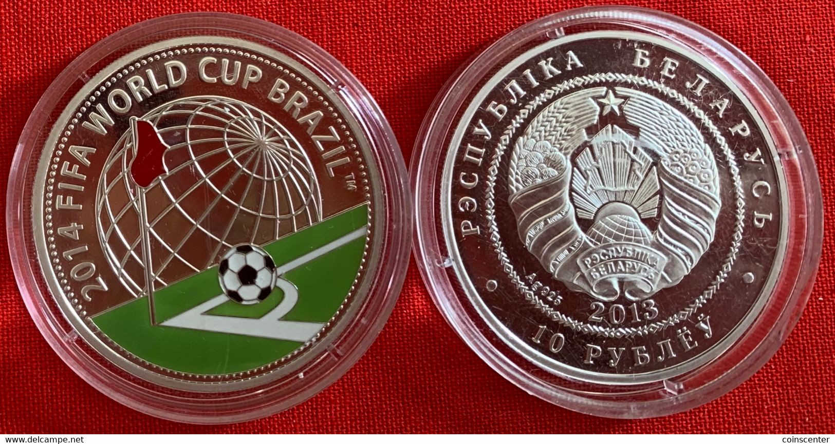 Belarus 10 Roubles 2013 "FIFA 2014 World Cup Brasil" Silver Coin PROOF - Belarus