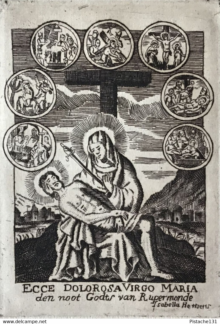 Image Pieuse - Jaren 1930/40 - GRAVURE Sign Isabella Hertsens -  Antwerpsche Sanctjeskring - ECCE DOLOROSA - Images Religieuses