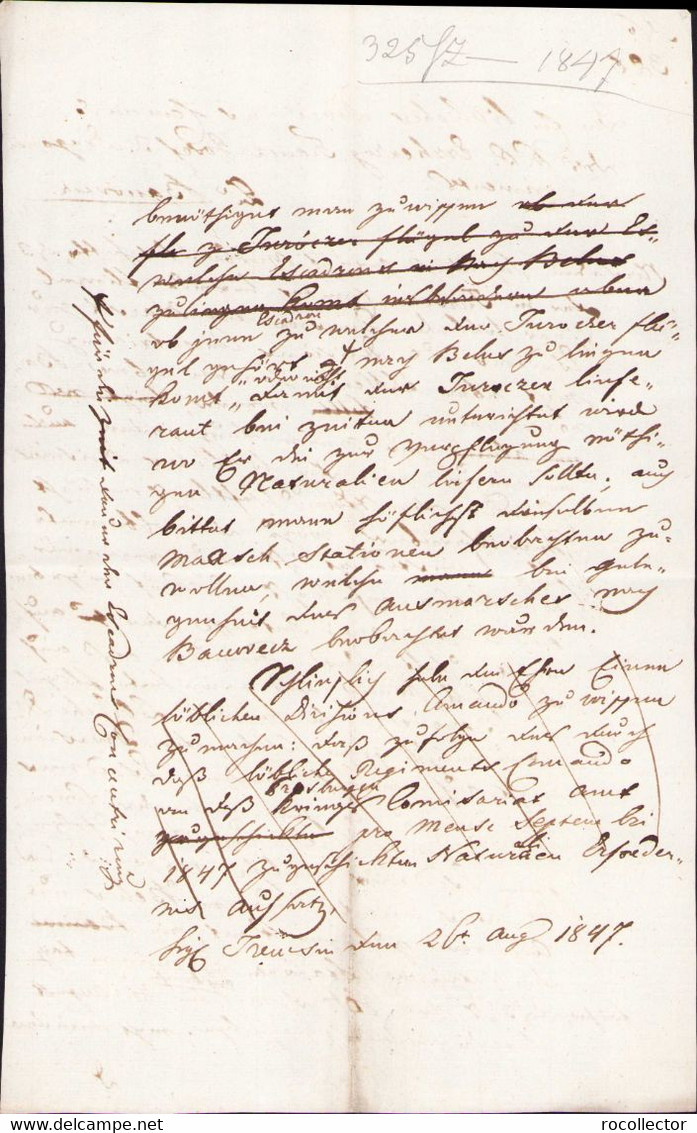 Trencin 1847 Document To Kk Erzherzog Franz Josef 3 Dragonen Regiment German Language Trencsen Slovakia A740 - Altri & Non Classificati