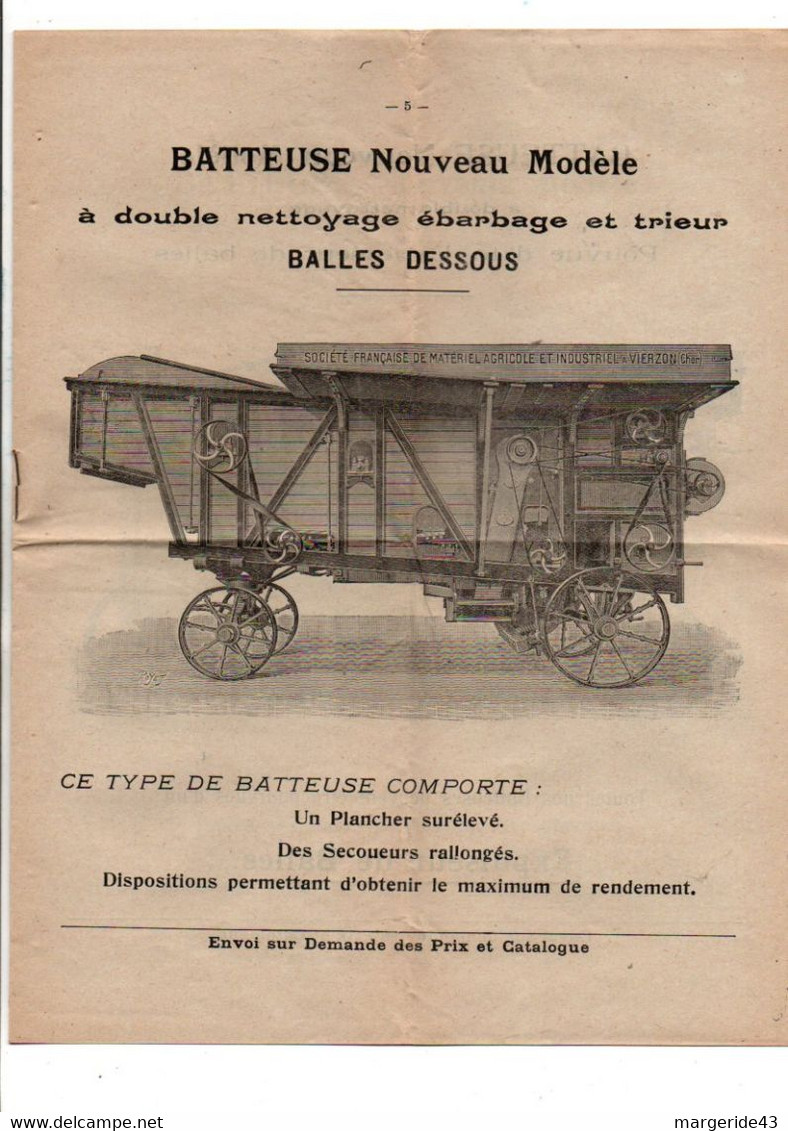 DOSSIER PUB SOCIETE FRANCAISE DE MATERIEL AGRICOLE ET INDUSTRIEL DE VIERZON CHER 1924