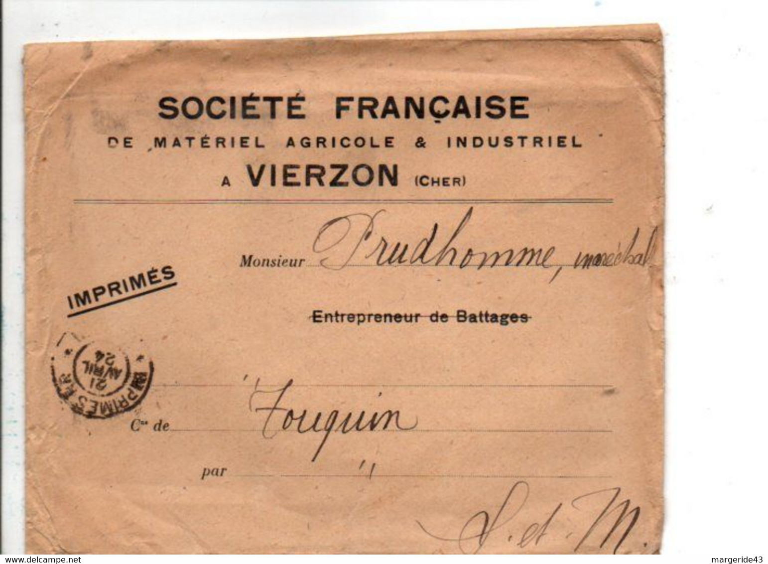 DOSSIER PUB SOCIETE FRANCAISE DE MATERIEL AGRICOLE ET INDUSTRIEL DE VIERZON CHER 1924