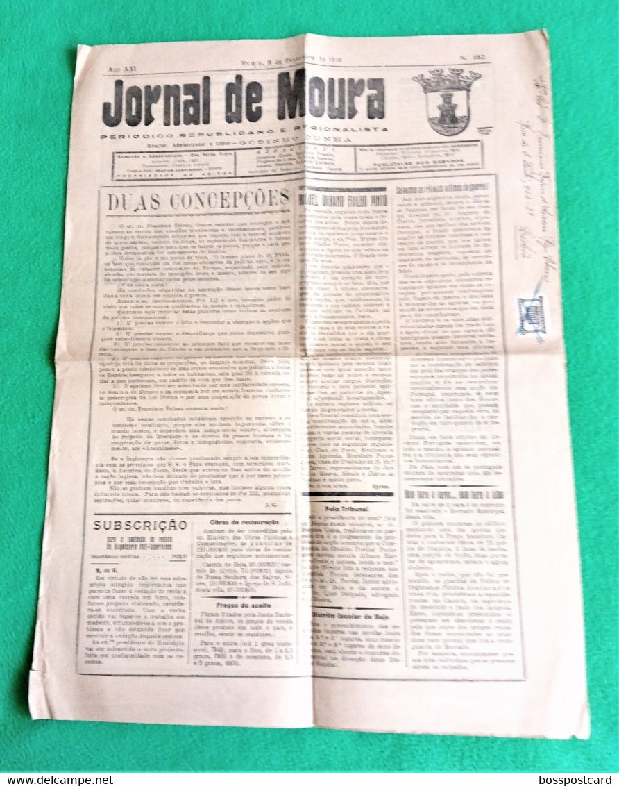 Moura - Jornal De Moura Nº 682, 8 De Fevereiro De 1911 - Imprensa. Beja. Portugal. - General Issues