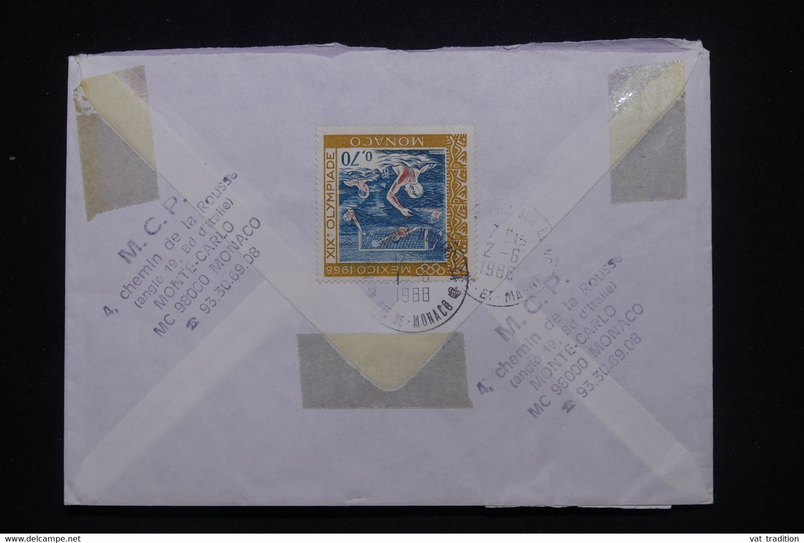 MONACO - Enveloppe En Recommandé Pour La France En 1988, Affranchissement Recto / Verso - L 101103 - Lettres & Documents