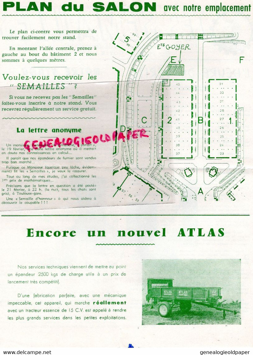 79- THOUARS- RARE BULLETIN ETS. GOYER    LES SEMAILLES-AGRICULTURE-BINEUSE-ATLAS-PRECIVIT-TRACTEUR- - Imprenta & Papelería