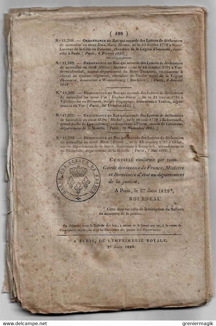 Bulletin Des Lois 297 1829 Réglements Et Tarifs De Pilotage Du Premier Arrondissement Maritime (Marine) - Decreti & Leggi