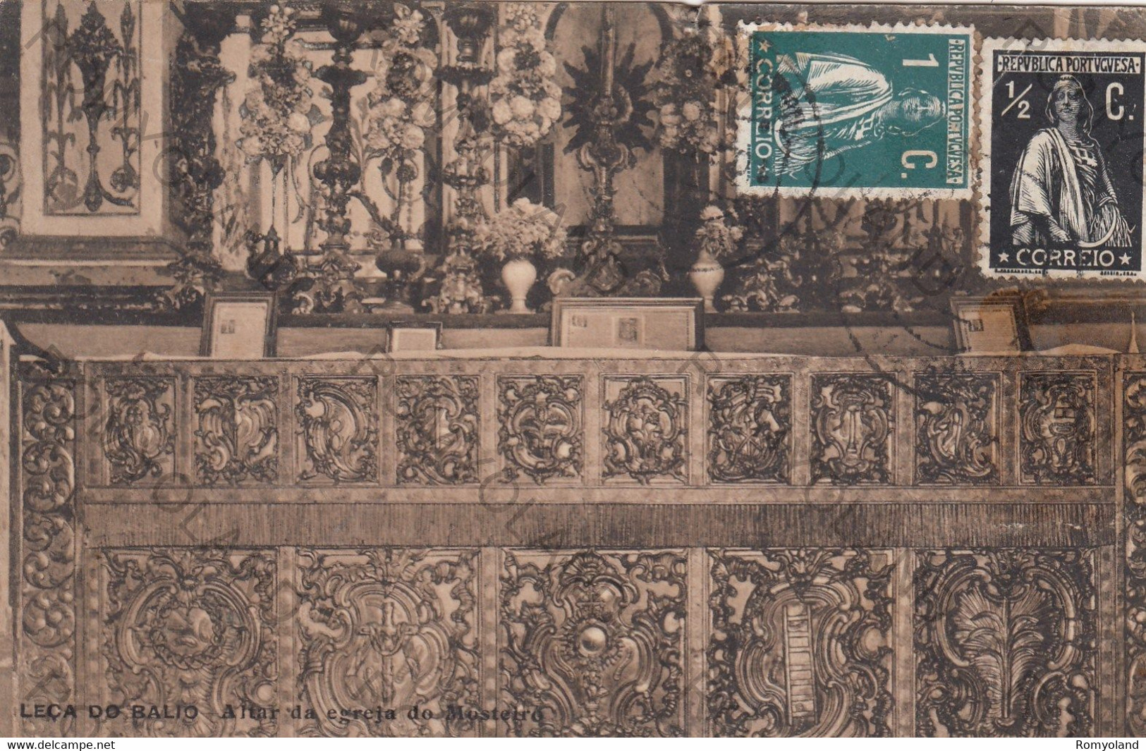 CARTOLINA  LECA DO BALIO,MATOSINHOS,PORTO,PORTOGALLO,ALTAR DA EGREJA DO MOSTEIRO,VIAGGIATA 1913 - Porto