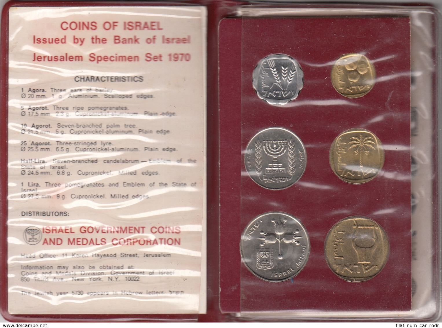 CRC0121 CARTERA MONEDAS ISRAEL 6 VALORES 1970 8 - Autres – Asie