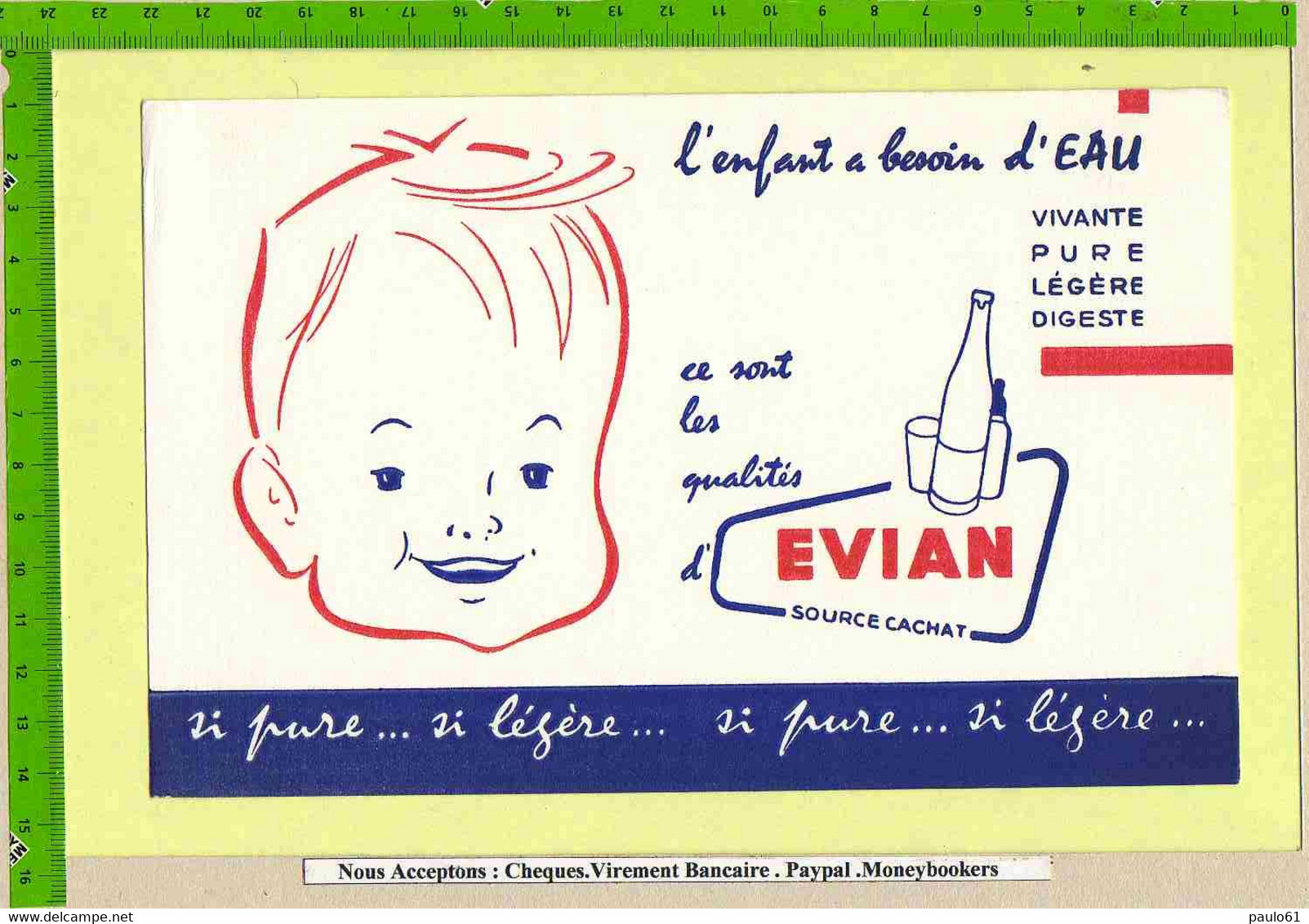 BUVARD  : L'enfant A Besoin D'Eau  EVIAN - Limonades