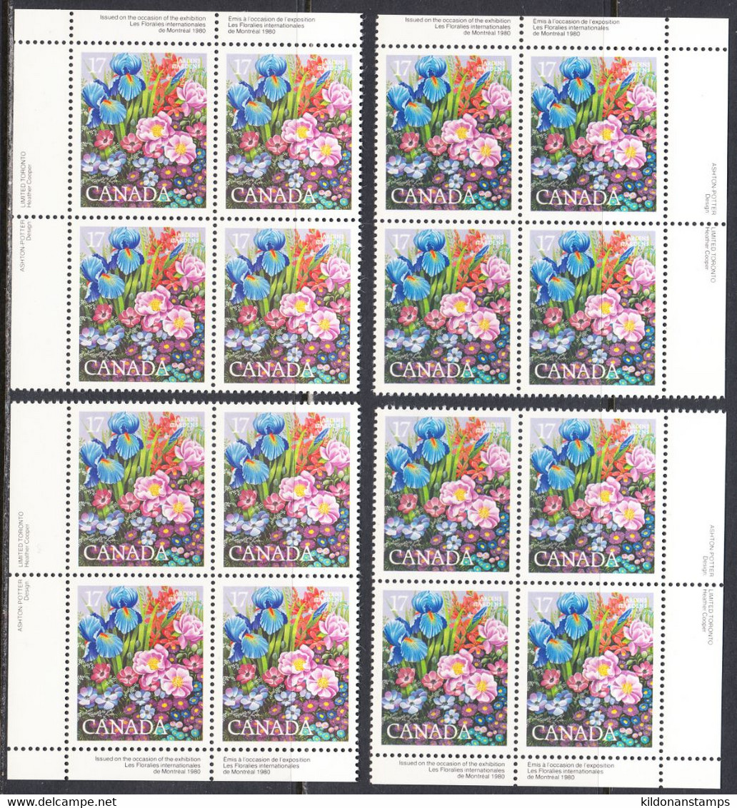 Canada 1980 Mint No Hinge, Corner Blocks, Sc# 855, SG - Unused Stamps
