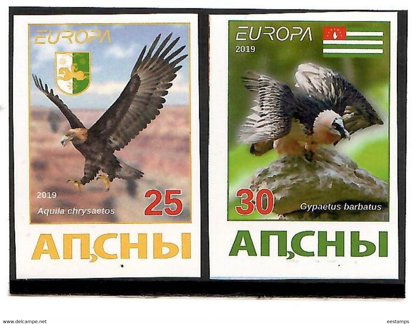 Abkhazia . EUROPA 2019. National Birds. (Arms,Flag) . Imperf. 2 V:25,30 - 2019