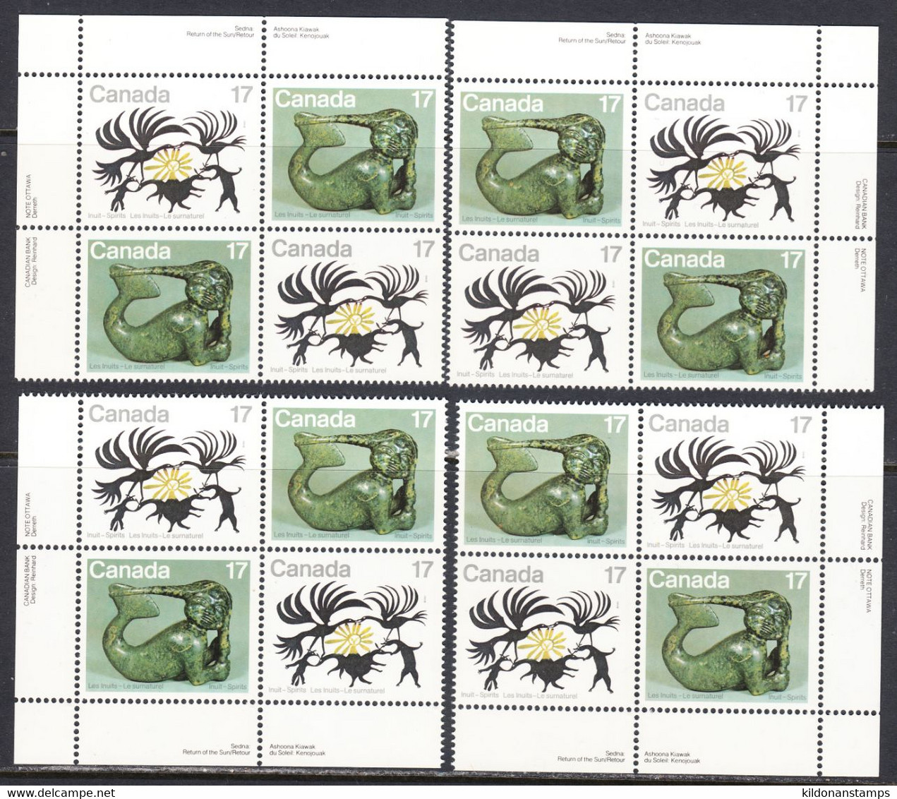 Canada 1980 Inuit Spirits, Mint No Hinge, Corner Blocks, Sc# 867a, SG - Ungebraucht