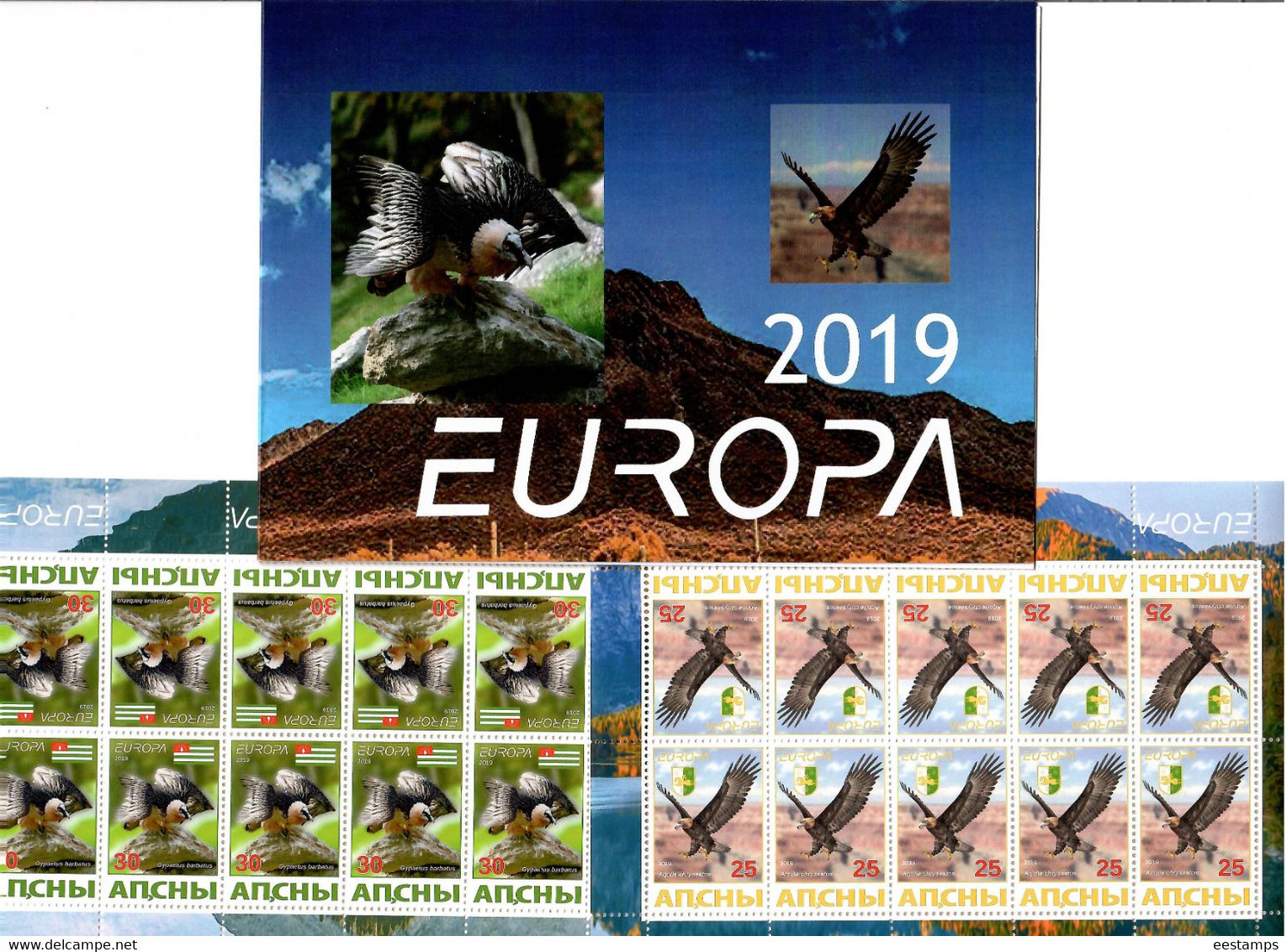 Abkhazia . EUROPA 2019. National Birds. (Arms,Flag) .Booklet 2 M/S Of 10 - 2019