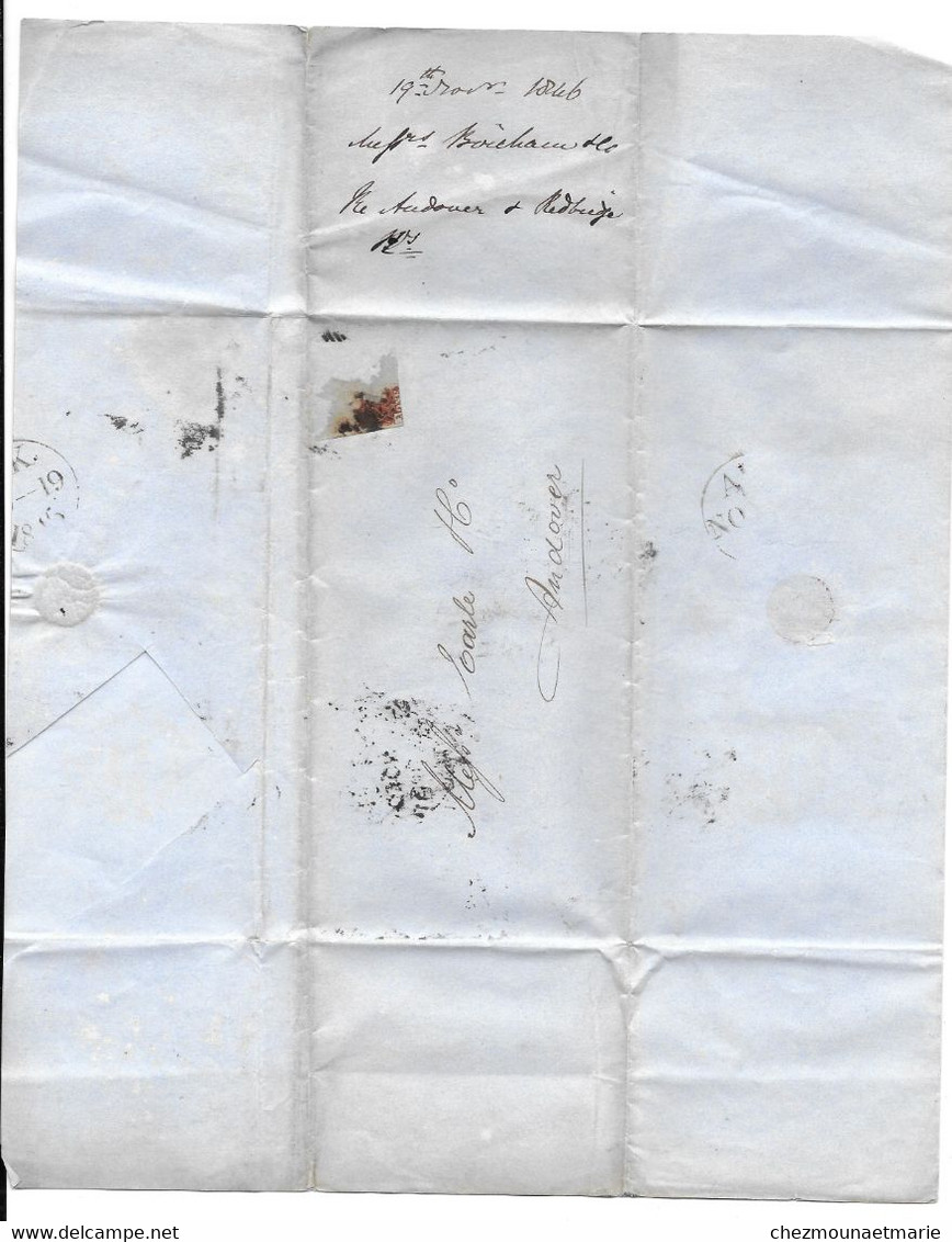 1846 LONDRES POUR ANDOVER - SOUTH WESTERN RAILWAY - BIRCHAM - LETTRE MARQUE POSTALE - Cartas & Documentos