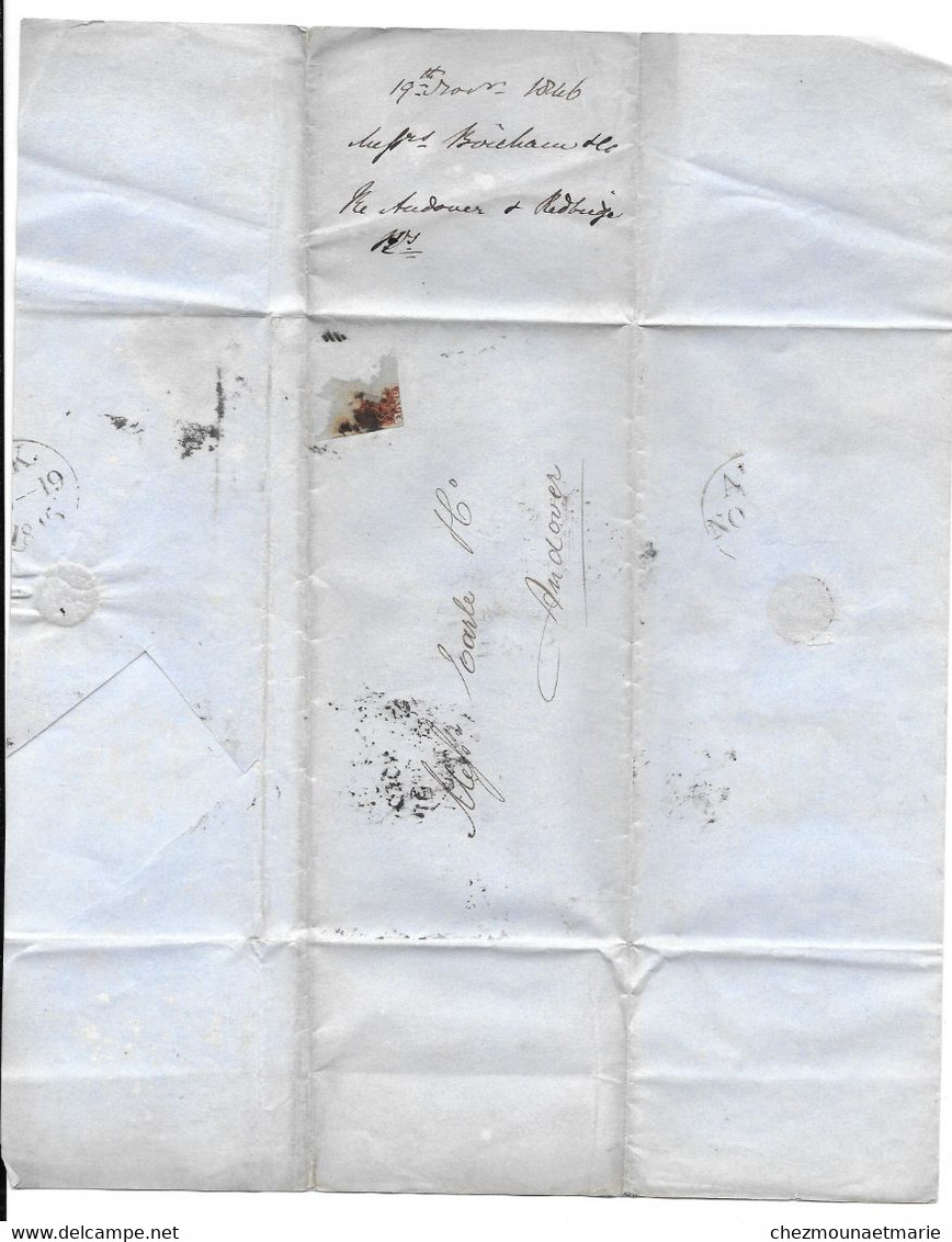 1846 LONDRES POUR ANDOVER - SOUTH WESTERN RAILWAY - BIRCHAM - LETTRE MARQUE POSTALE - Brieven En Documenten