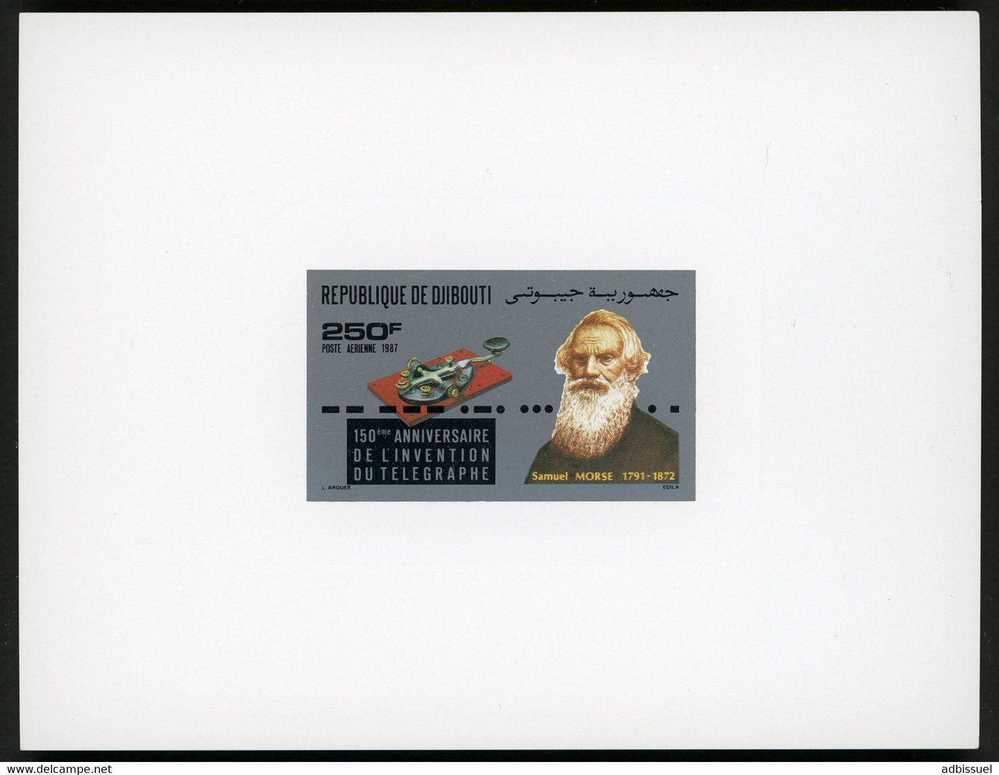 DJIBOUTI Epreuve De Luxe Sur Papier Glacé De La Poste Aérienne N° 238 "Samuel Morse" 1987 - Dschibuti (1977-...)