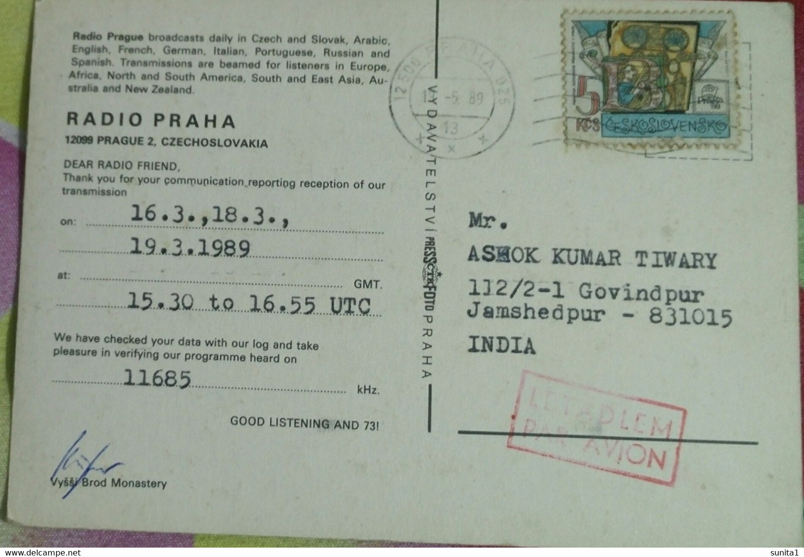 RADIO, TELECOMMUNICATION, DXing, SHORT WAVE LISTENING, QSL Card, Fort, Radio Praha, Czechoslovakia, I - Radio