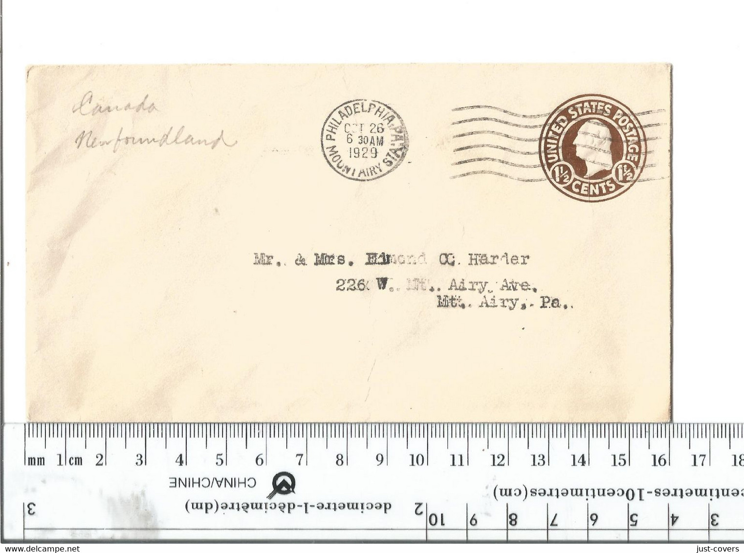 United States Postal Stationary Philadelphia To Mt Airy Pa Oct 26 1929....(Box 5) - 1921-40