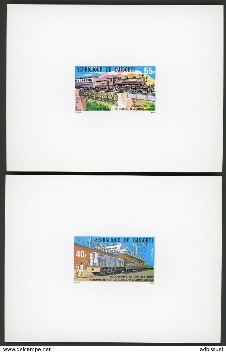 DJIBOUTI 2 Epreuves De Luxe Sur Papier Glacé  N° 491 à 492 "Locomotives". TB - Gibuti (1977-...)
