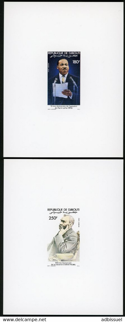 DJIBOUTI 2 Epreuves De Luxe Sur Papier Glacé De La Poste Aérienne N° 186 Et 187 "M. L. KING" Er "A. NOBEL" TB - Dschibuti (1977-...)