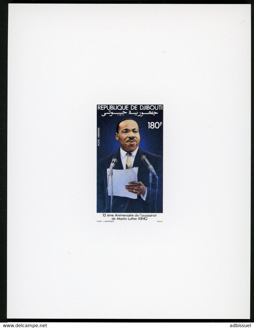 DJIBOUTI 2 Epreuves De Luxe Sur Papier Glacé De La Poste Aérienne N° 186 Et 187 "M. L. KING" Er "A. NOBEL" TB - Djibouti (1977-...)