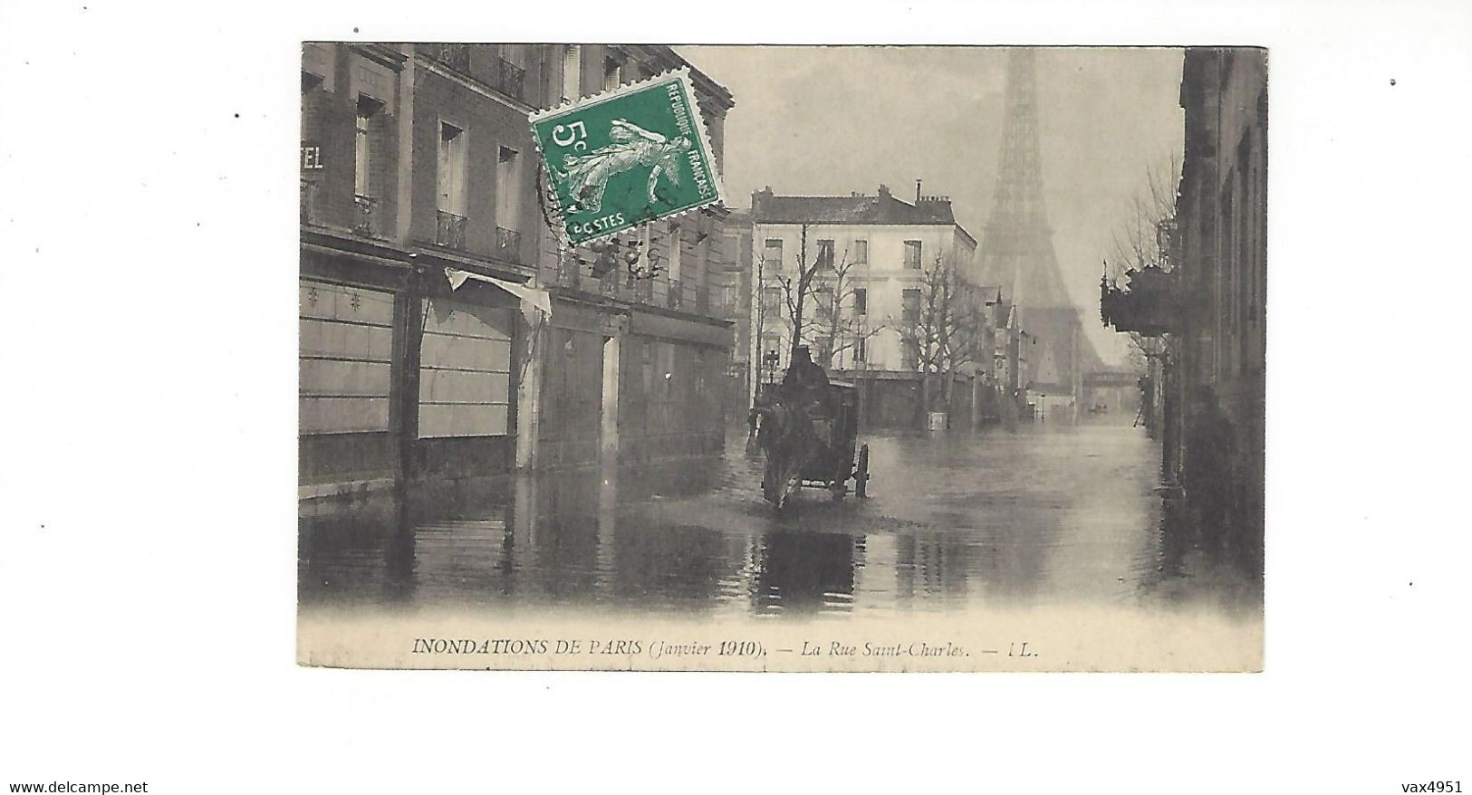 INONDATIONS DE PARIS  JANVIER  1910  LA RUE SAINT CHARLES     *****     A  SAISIR **** - Alluvioni Del 1910