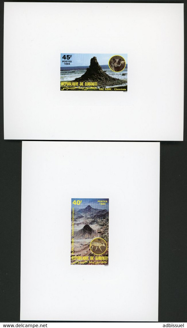 DJIBOUTI 8 Epreuves De Luxe Sur Papier Glacé N° 579 Et 586 Série Complète Paysages Et Faune 1984 - Géographie