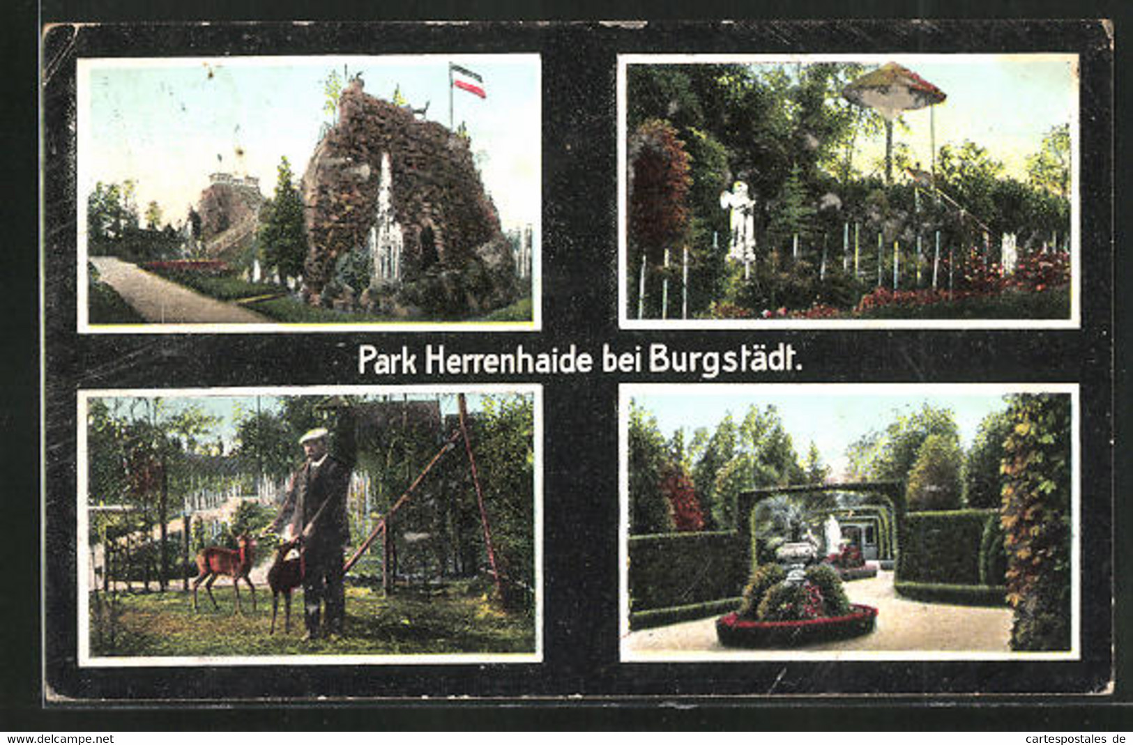 AK Burgstädt, Park Herrenhaide - Burgstädt