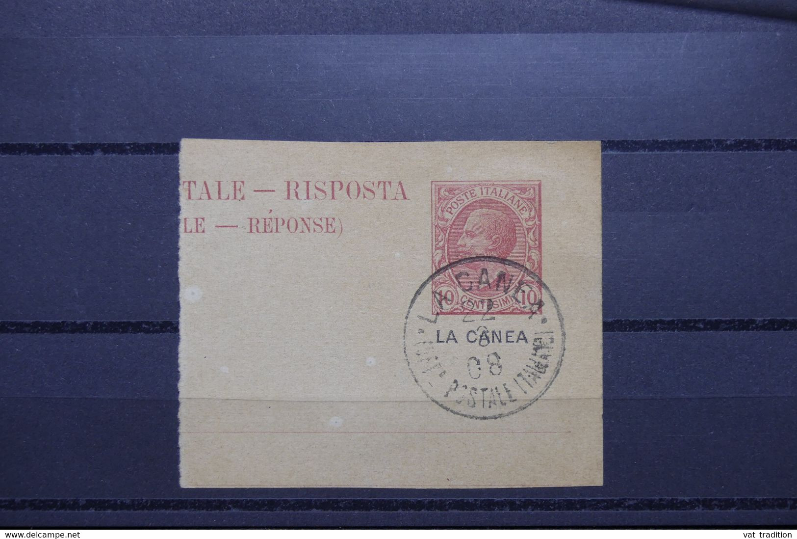 ITALIE - Oblitération De La Canea Sur Fragment D'entier Postal Réponse En 1908 - L 101152 - Other & Unclassified