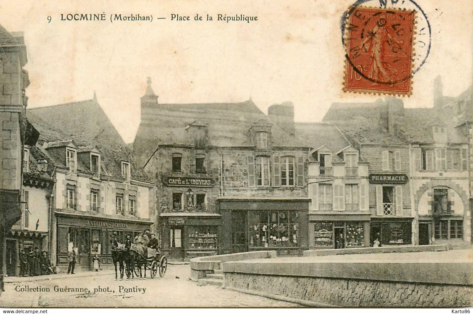Locminé * 1907 * Débit De Tabac Tabacs TABAC , Place De La République * Café De L'Univers * Pharmacie - Locmine