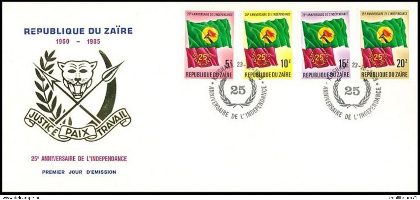 FDC (1286/89)  - ZAÏRE - 25e Anniversaire De L'indépendance / Verjaardag Van De Onafhankelijkheid - 1980-1989