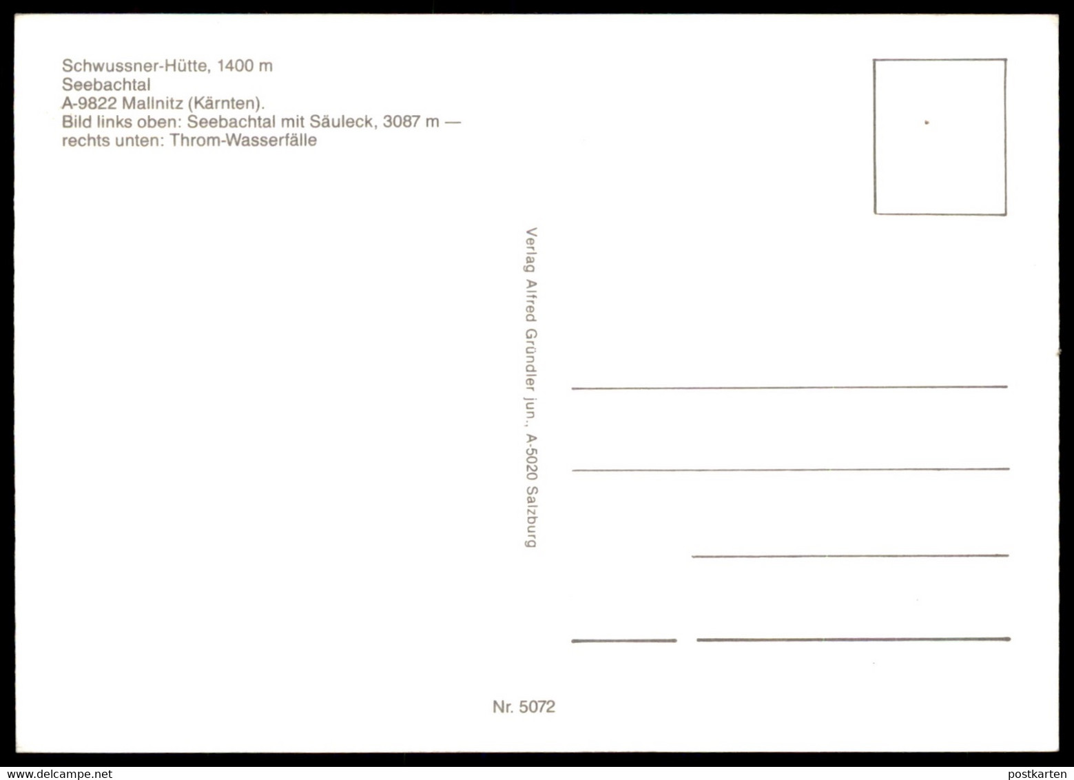 ÄLTERE POSTKARTE SCHWUSSNERHÜTTE MALLNITZ SEEBACHTAL THROM-WASSERFÄLLE KÜHE KUH Schwussner-Hütte Cow Vache Austria - Mallnitz