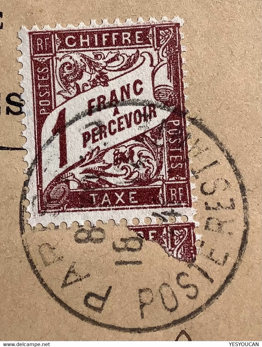 "MINISTRE DES FINANÇES / 2" Franchise PARIS 1941 Lettre Taxé 1f Timbre Taxe> Le Gouverneur De La Banque De France. RARE! - 1859-1959 Covers & Documents