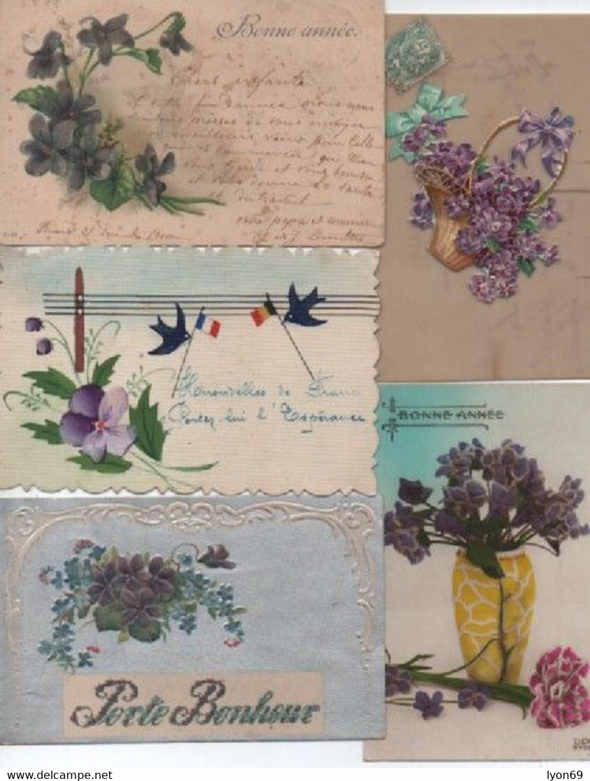 LOT DE  13  CPA  FANTAISIES  FLEURS VIOLETTES - 5 - 99 Cartes